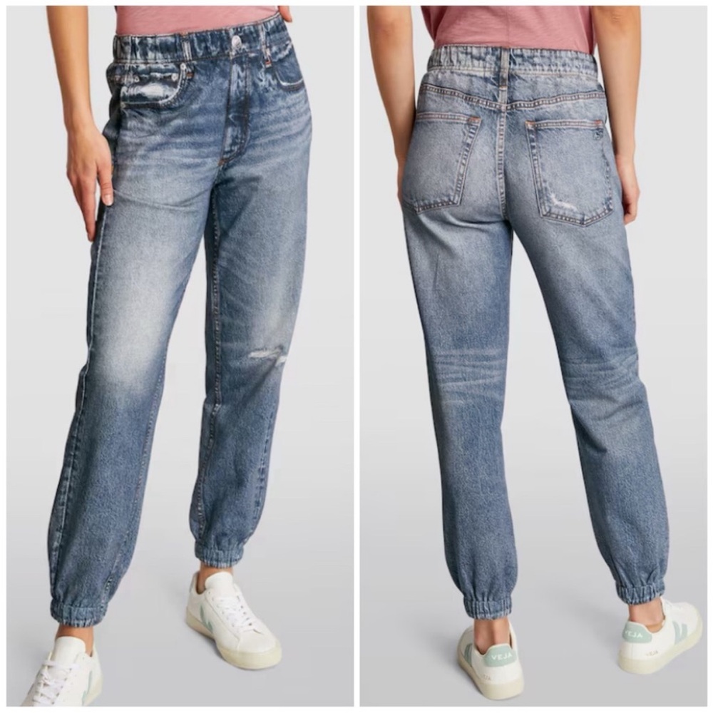 Rag & Bone Joggers Miramar Faux Jean Pull On Sweatpants Distressed in Lynn